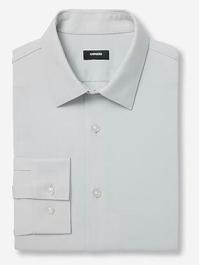 Express Men’s Light Gray Dress Shirt - Spread Collar
